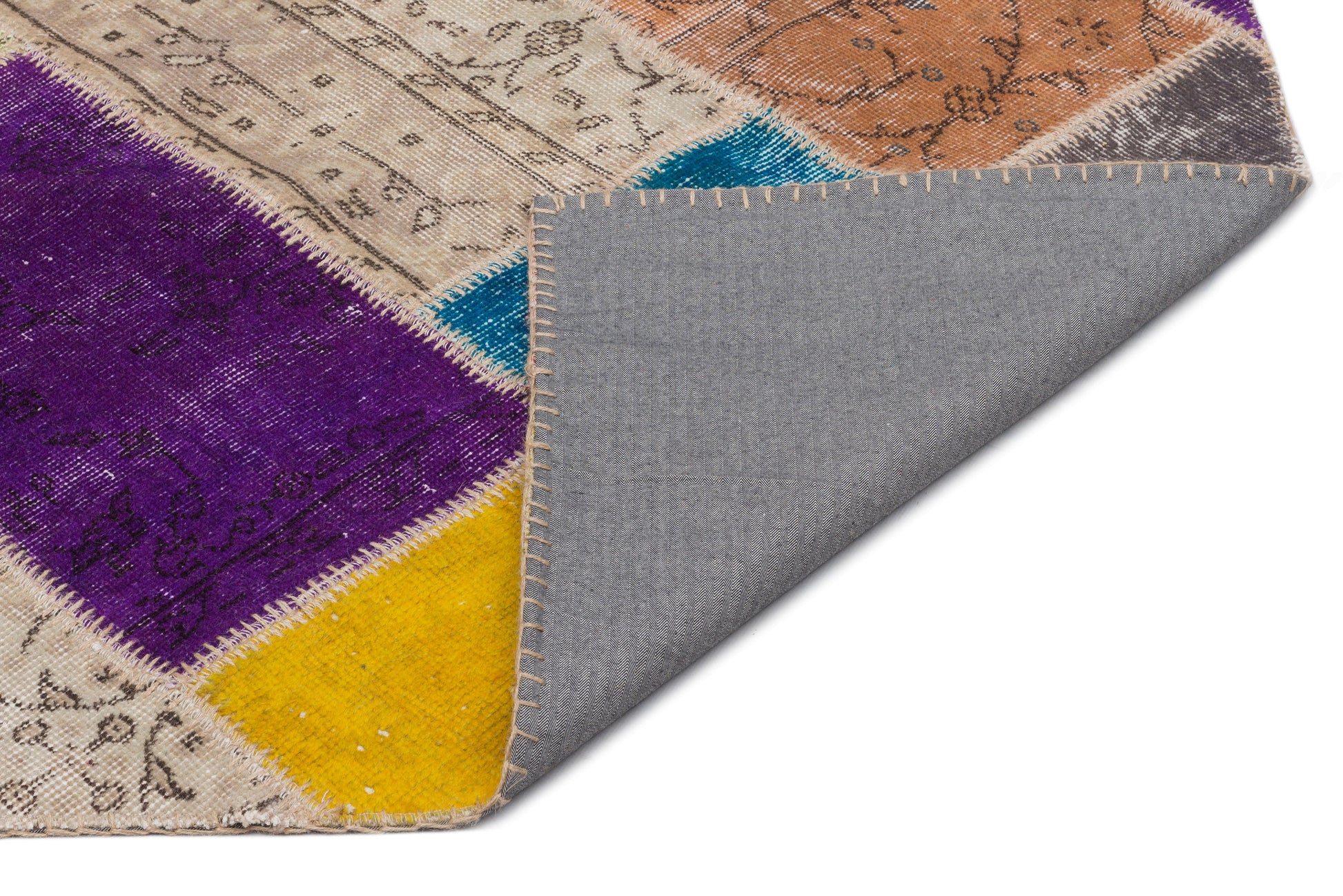 Iskece Bej Patchwork Yün El Dokuma Halısı 160 x 230 Apex Unique