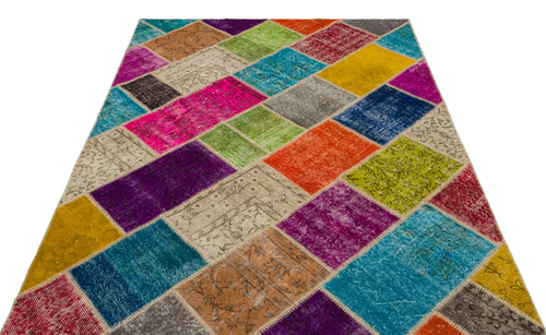 Iskece Bej Patchwork Yün El Dokuma Halısı 160 x 230 Apex Unique