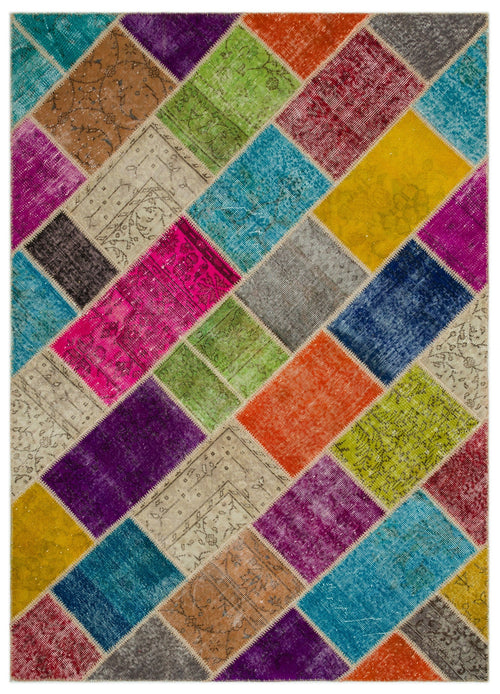 Iskece Bej Patchwork Yün El Dokuma Halısı 160 x 230 Apex Unique