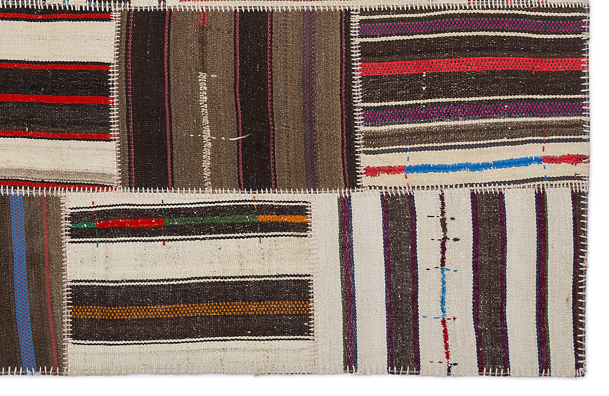 Teselya Kahverengi Çizgili Yün El Dokuma Halısı 160 x 230 Apex Unique