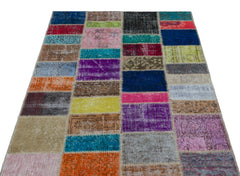 Iskece Bej Patchwork Yün El Dokuma Halısı 120 x 180 Apex Unique