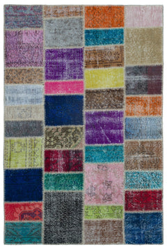 Iskece Bej Patchwork Yün El Dokuma Halısı 120 x 180 Apex Unique