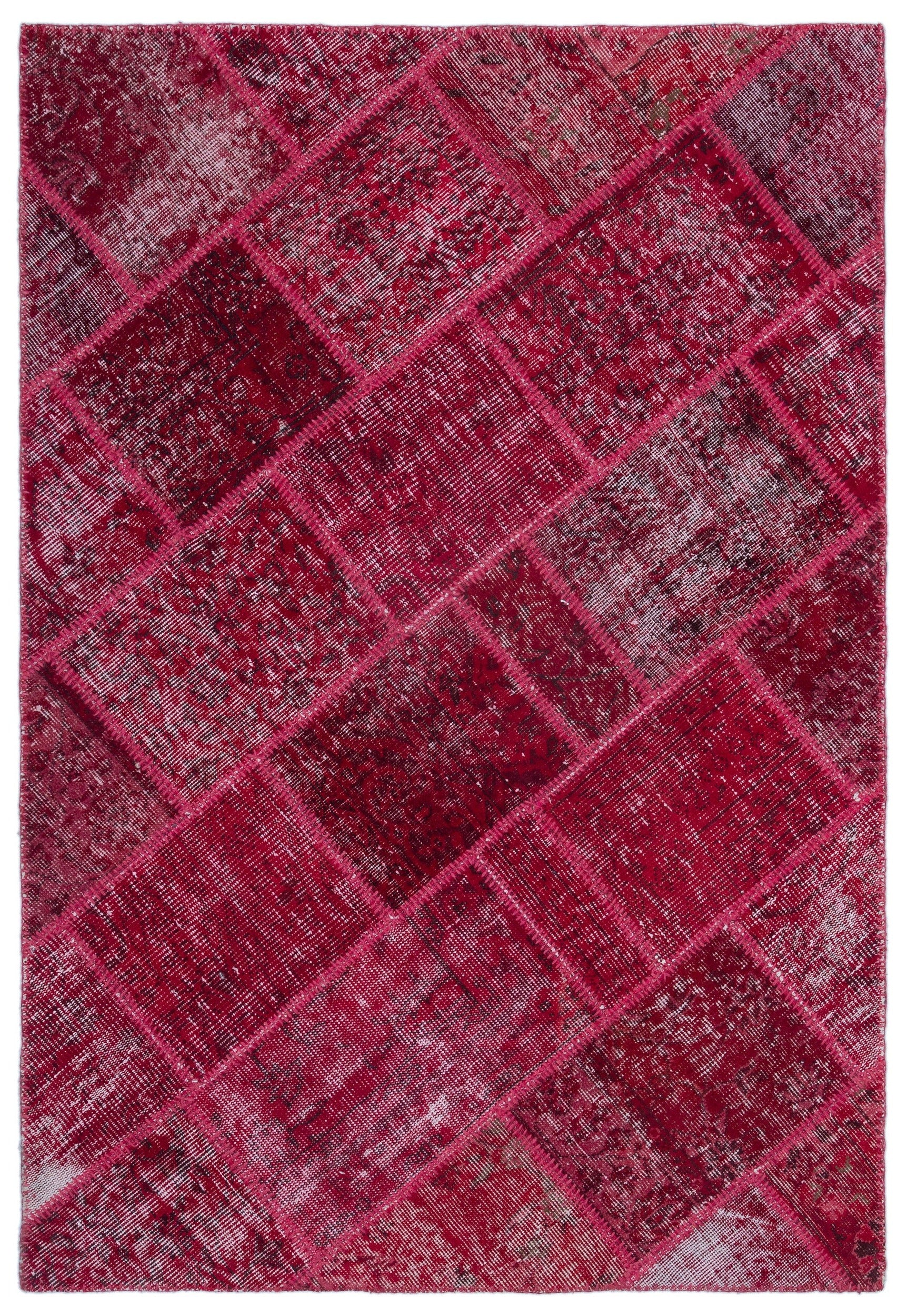 Iskece Kırmızı Eskitme Yün El Dokuma Halısı 120 x 180 Apex Unique