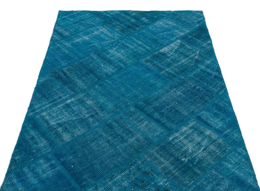 Mavi Anadolu Eskitme Geometrik Yün Halı 120x180 - Özel Seri