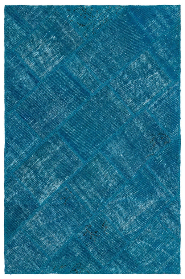 Mavi Anadolu Eskitme Geometrik Yün Halı 120x180 - Özel Seri