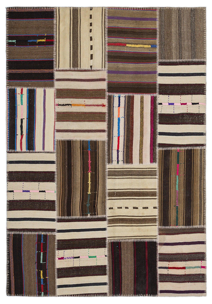 Bej Anadolu Bohem Geometrik Yün Halı 160x230 - Özel Seri