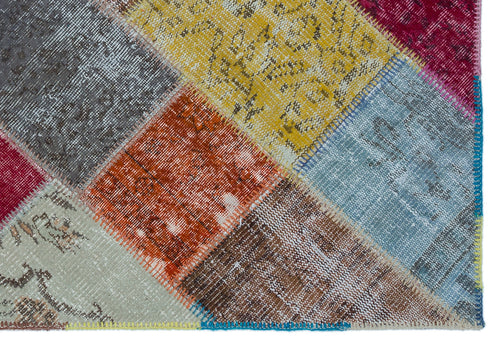 Iskece Bej Patchwork Yün El Dokuma Halısı 120 x 180 Apex Unique