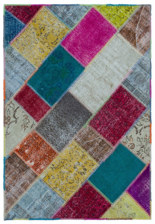 Iskece Bej Patchwork Yün El Dokuma Halısı 120 x 180 Apex Unique