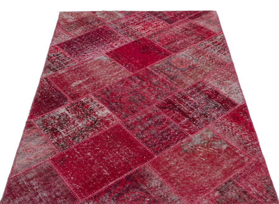 Kırmızı Anadolu Eskitme Geometrik Yün Halı 120x180 - Özel Seri