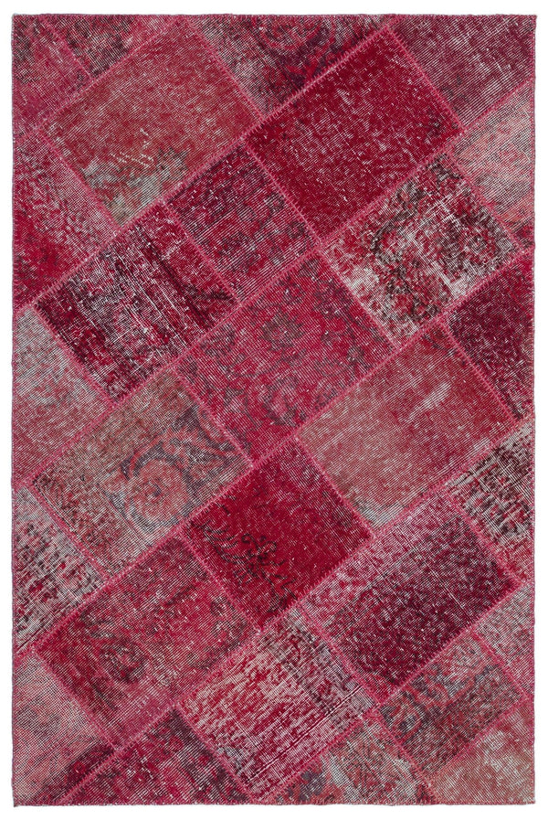 Kırmızı Anadolu Eskitme Geometrik Yün Halı 120x180 - Özel Seri