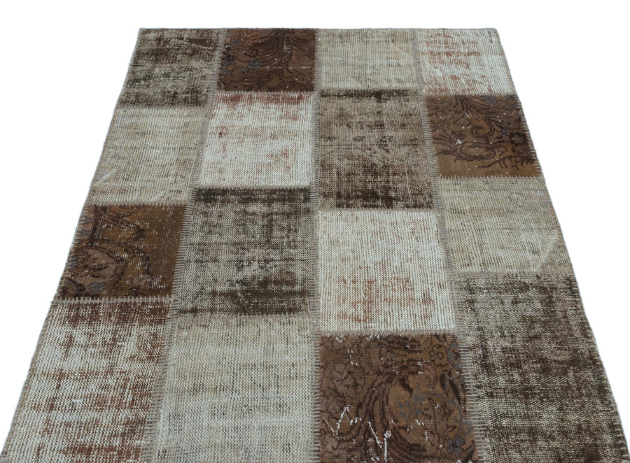 Bej Krem Anadolu Eskitme Geometrik Yün Halı 120x180 - Özel Seri