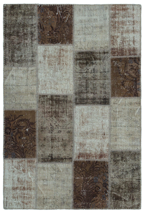 Bej Krem Anadolu Eskitme Geometrik Yün Halı 120x180 - Özel Seri