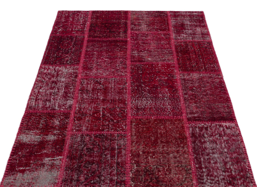 Kırmızı Anadolu Eskitme Geometrik Yün Halı 120x180 - Özel Seri