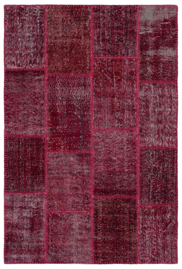 Kırmızı Anadolu Eskitme Geometrik Yün Halı 120x180 - Özel Seri