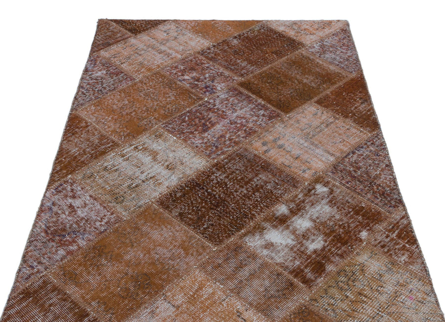 Bej Kiremit Anadolu Eskitme Geometrik Yün Halı 120x180 - Özel Seri