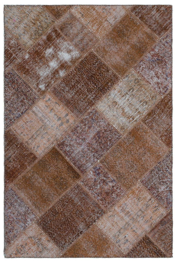 Bej Kiremit Anadolu Eskitme Geometrik Yün Halı 120x180 - Özel Seri