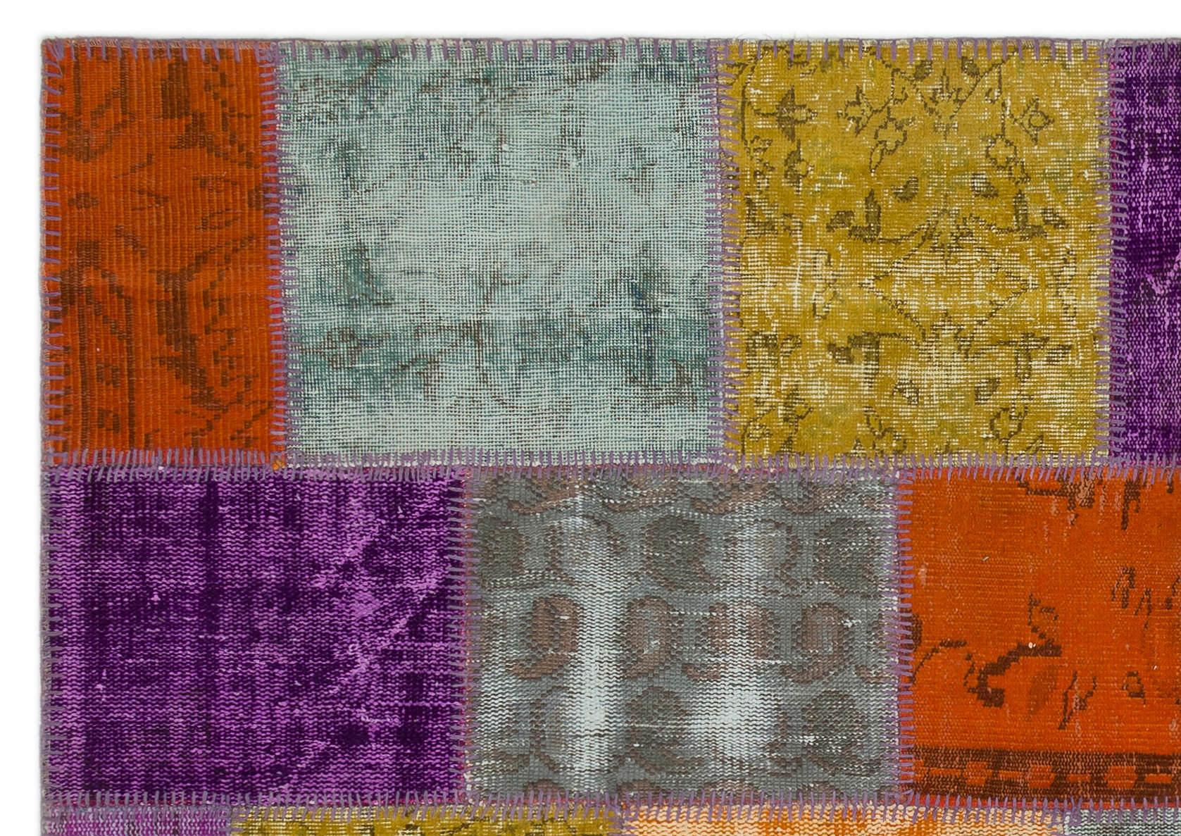 Iskece Bej Patchwork Yün El Dokuma Halısı 160 x 230 Apex Unique