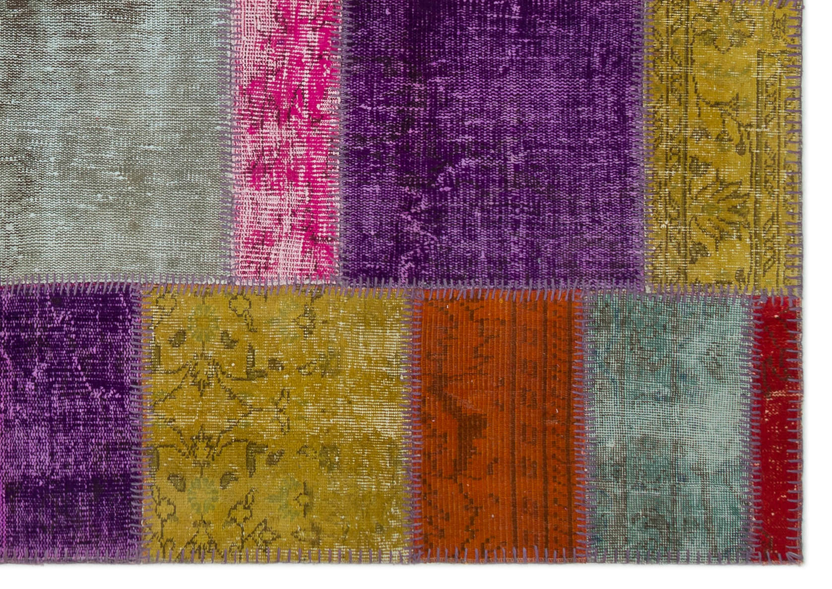 Iskece Bej Patchwork Yün El Dokuma Halısı 160 x 230 Apex Unique