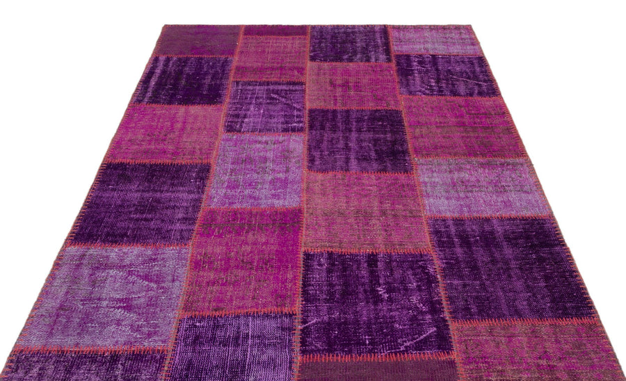 Lila Pembe Anadolu Eskitme Geometrik Yün Halı 160x230 - Özel Seri