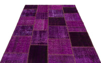 Purple & Red Patchwork Wool Area Rug 160x230 cm (5'3" x 7'7")