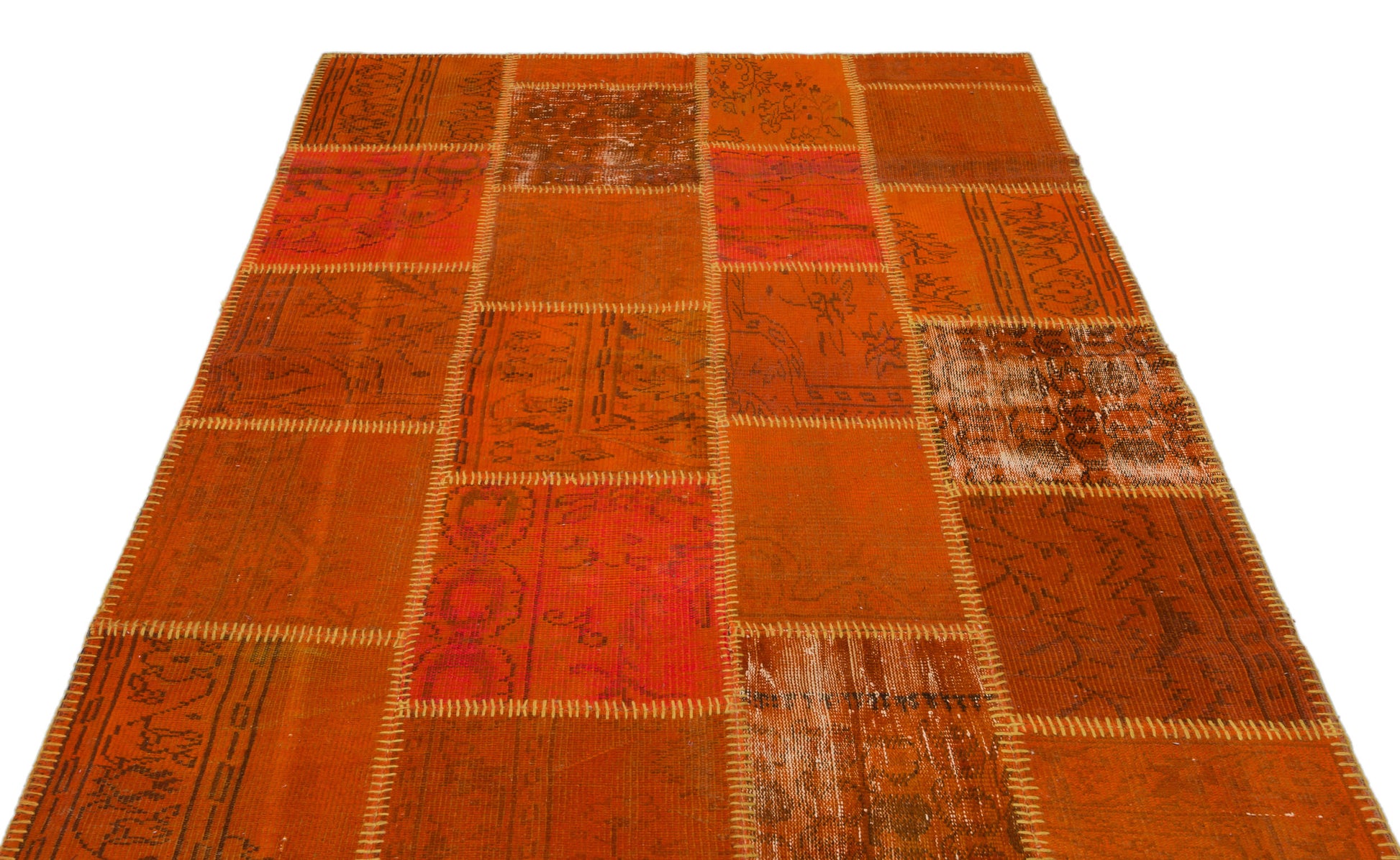 Iskece Turuncu Eskitme Yün El Dokuma Halısı 160 x 230 Apex Unique