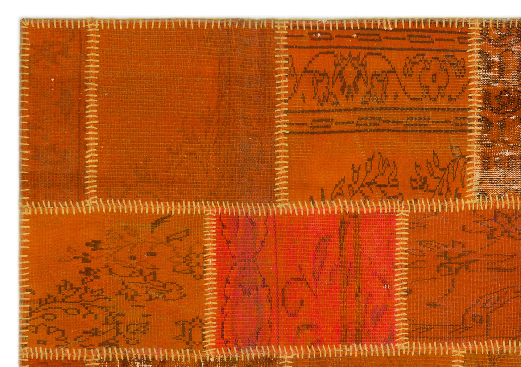 Iskece Turuncu Eskitme Yün El Dokuma Halısı 160 x 230 Apex Unique