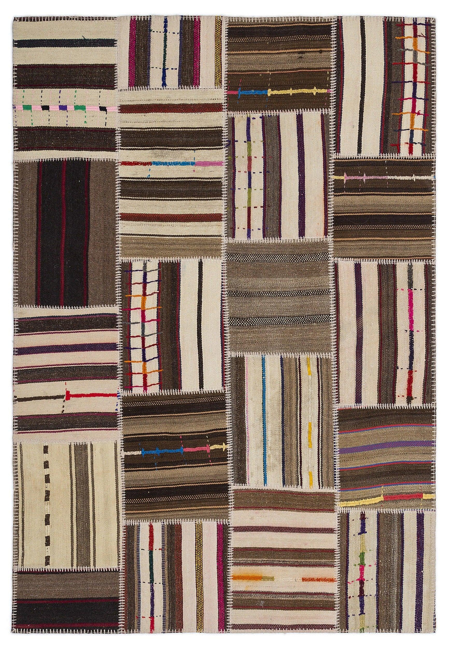 Bej Anadolu Bohem Geometrik Yün Halı 160x230 - Özel Seri