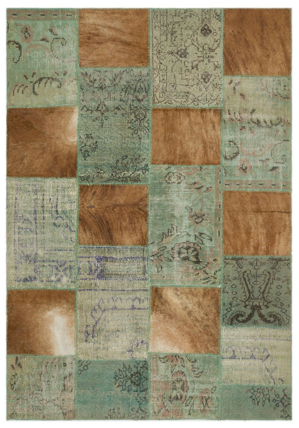 Bej Beyaz Anadolu Eskitme Geometrik Yün Halı 160x230 - Özel Seri