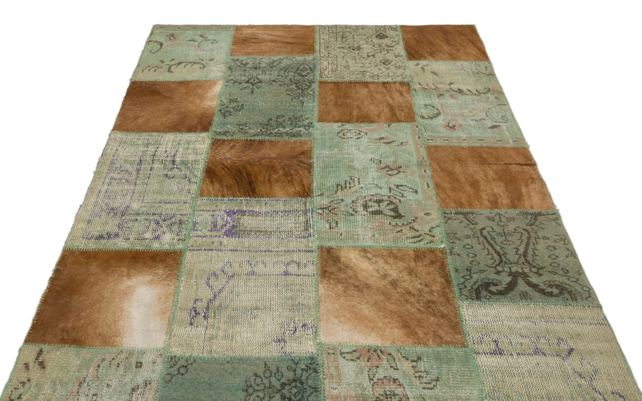 Bej Beyaz Anadolu Eskitme Geometrik Yün Halı 160x230 - Özel Seri