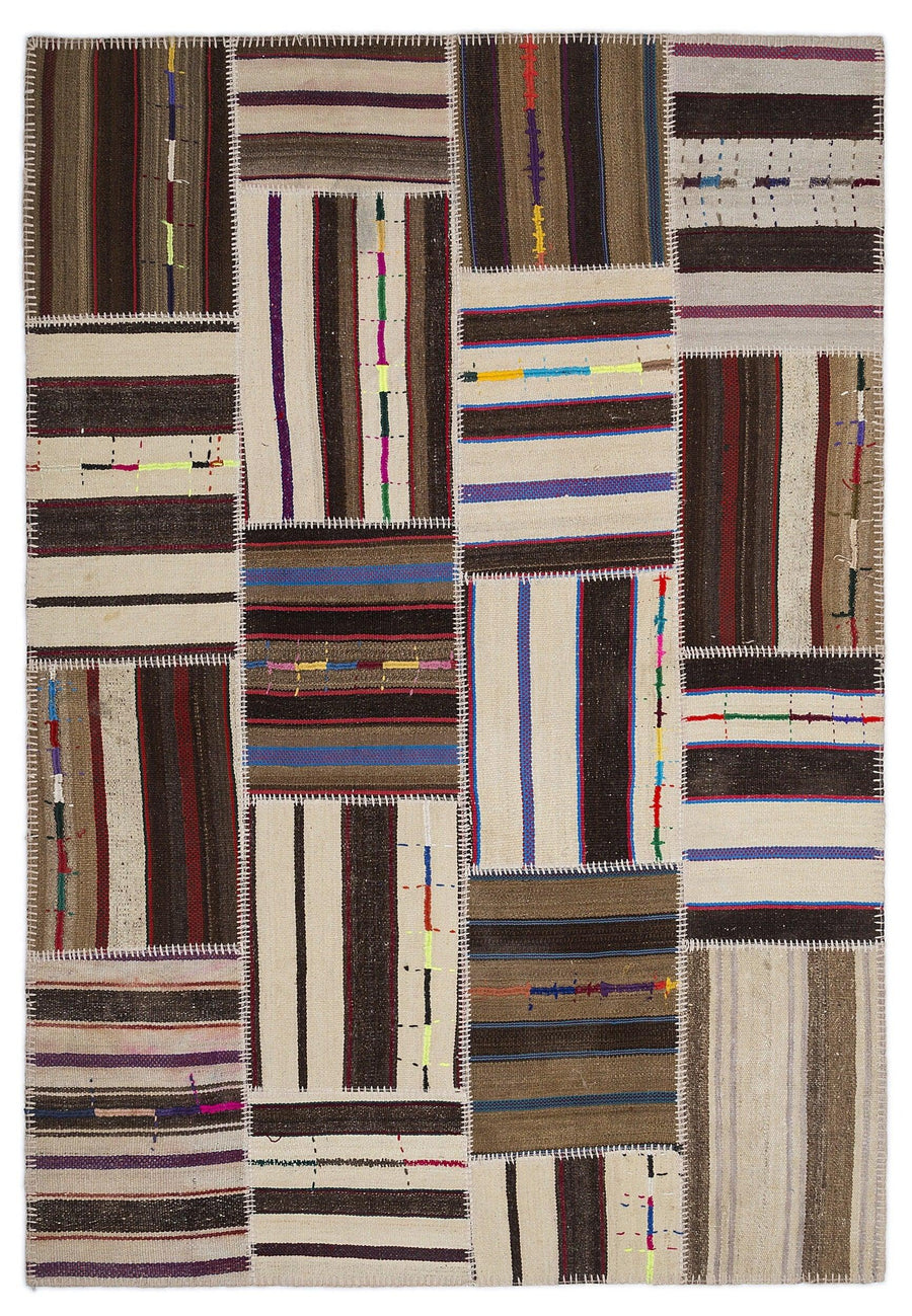 Bej Anadolu Bohem Geometrik Yün Halı 160x230 - Özel Seri