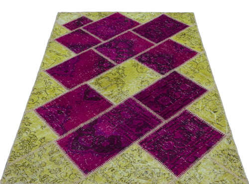 Iskece Bej Patchwork Yün El Dokuma Halısı 120 x 180 Apex Unique