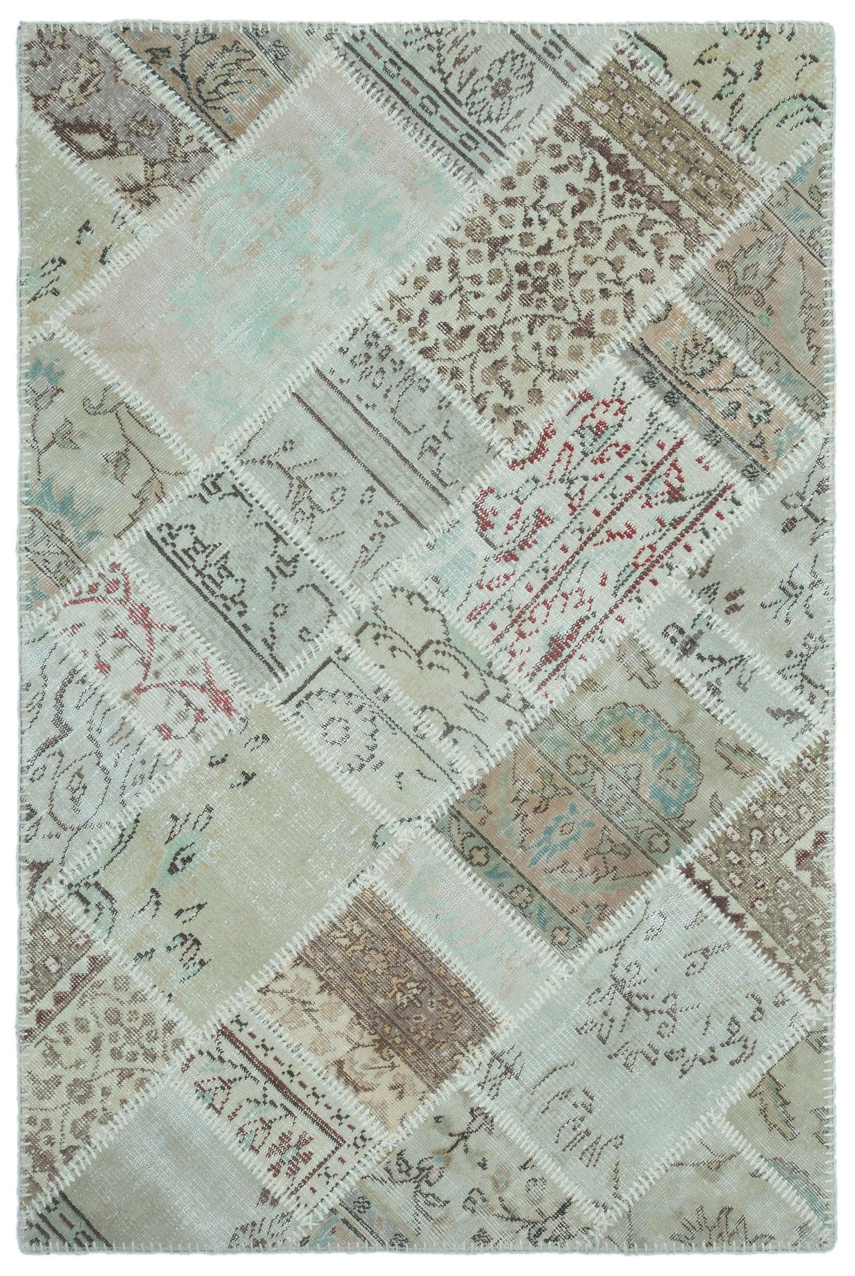 Bej Anadolu Eskitme Geometrik Yün Halı 120x180 - Özel Seri
