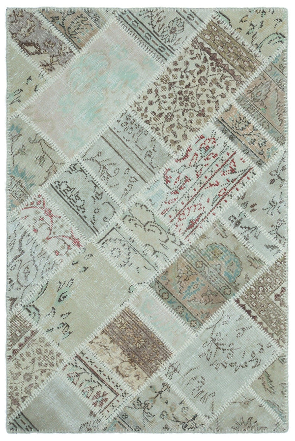 Bej Anadolu Eskitme Geometrik Yün Halı 120x180 - Özel Seri