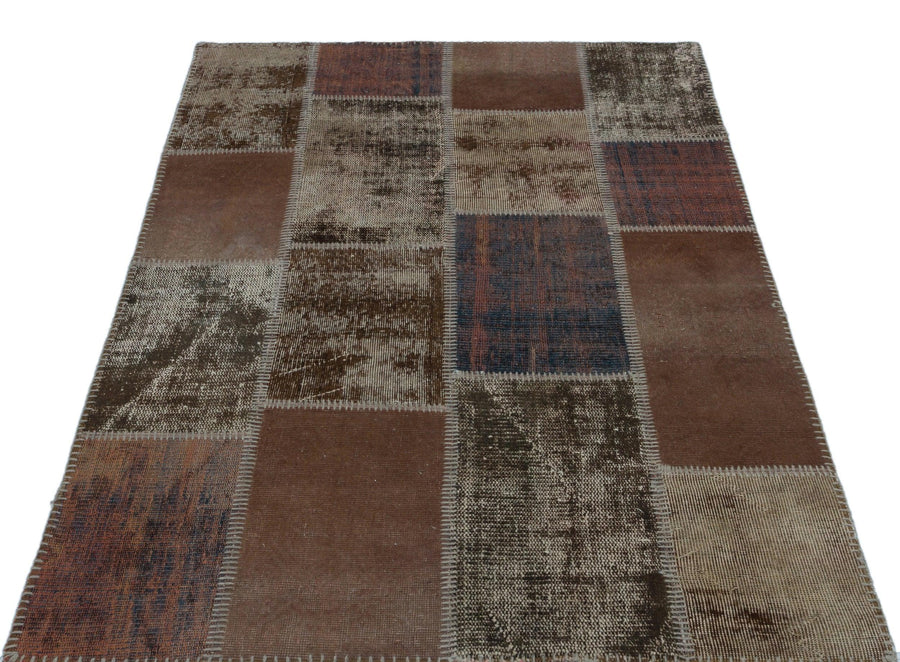 Bej Bordo Anadolu Eskitme Geometrik Yün Halı 120x180 - Özel Seri
