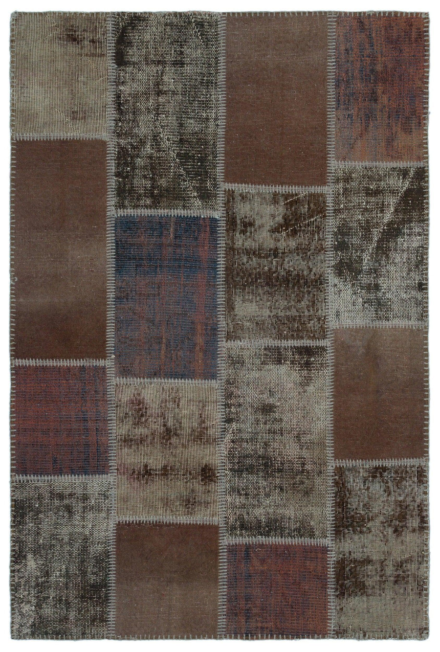 Yün Kahverengi El Dokuma Halı Geometrik Desenli 120x180 cm 22337 – Oturma odası kullanımı