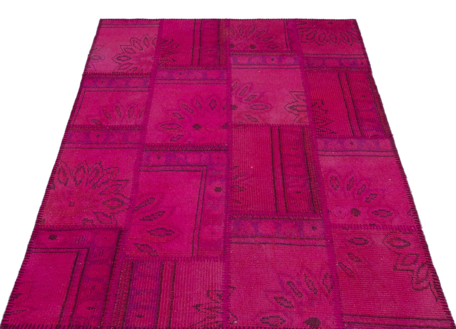 Pembe Anadolu Eskitme Geometrik Yün Halı 120x180 - Özel Seri