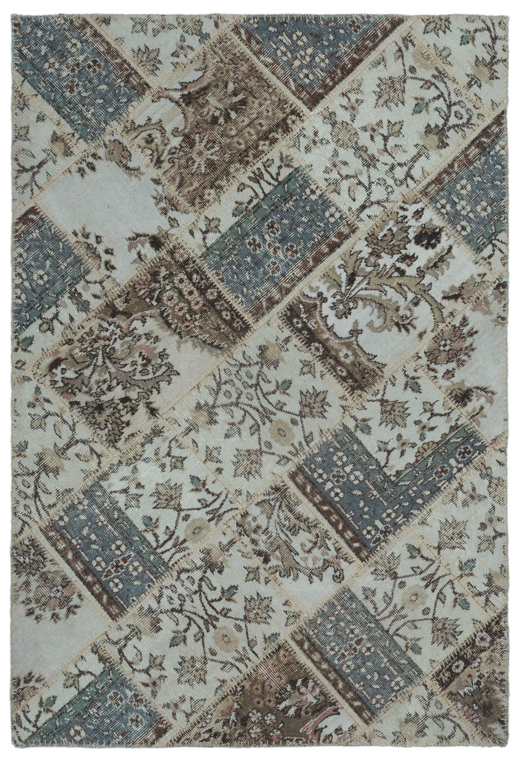 Bej Anadolu Bohem Eskitme Yün Halı 120x180 - Özel Seri