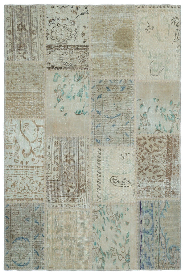 Bej Anadolu Bohem Eskitme Yün Halı 120x180 - Özel Seri