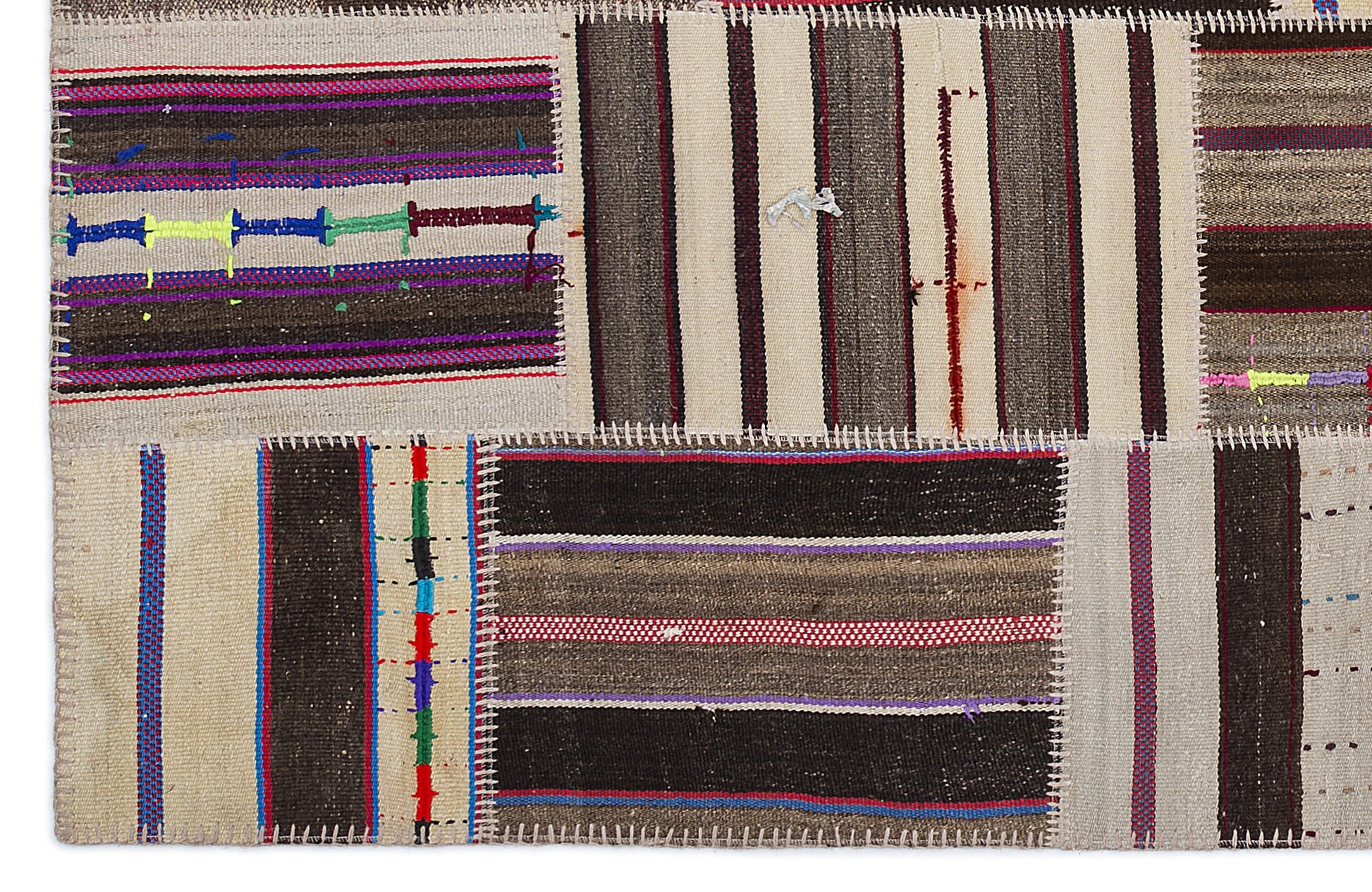 Teselya Bej Çizgili Yün El Dokuma Halısı 160 x 230 Apex Unique