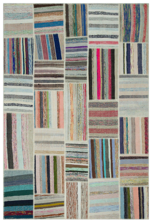 Bej Bohem Geometrik Yün Halı 190x280