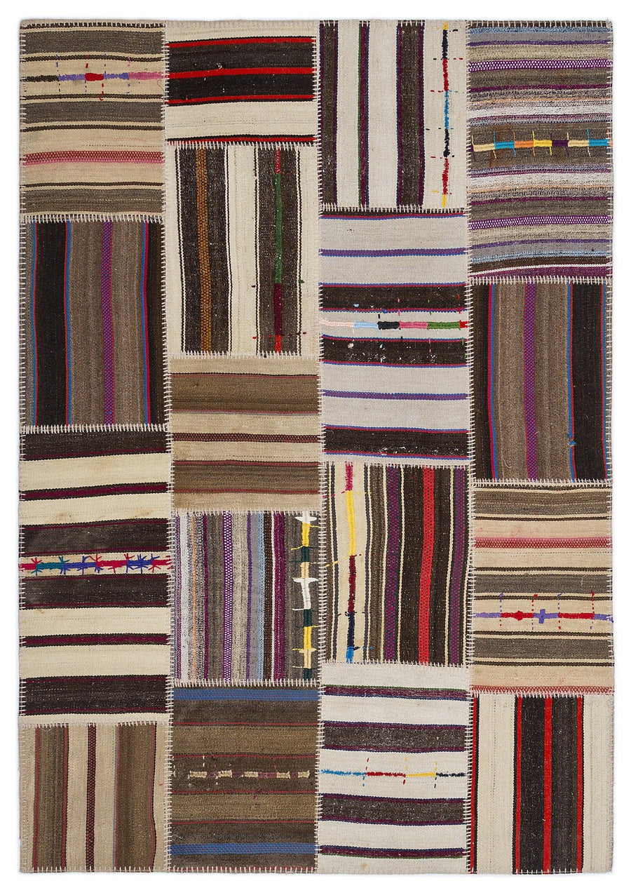 Bej Anadolu Bohem Geometrik Yün Halı 160x230 - Özel Seri