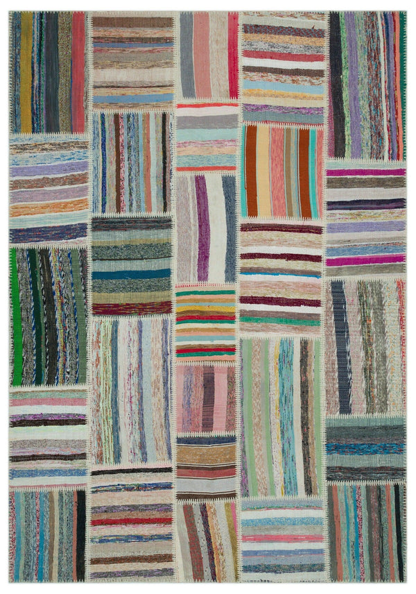 Bej Bohem Geometrik Yün Halı 190x275