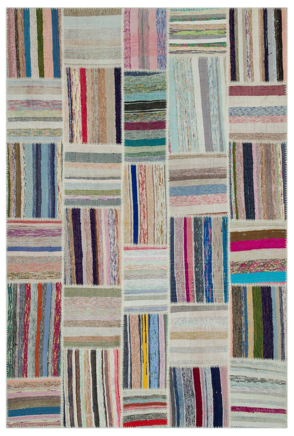 Bej Bohem Geometrik Yün Halı 188x278