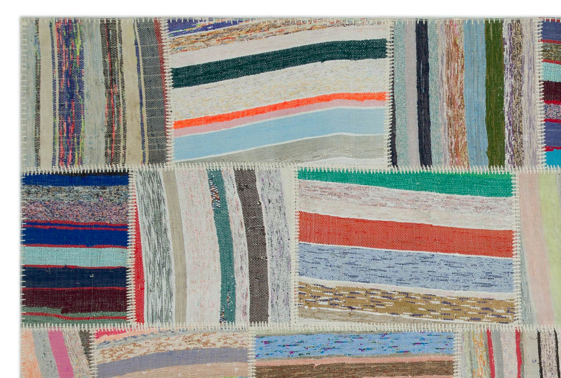 Teselya Bej Çizgili Yün El Dokuma Halısı 186 x 278 Apex Unique