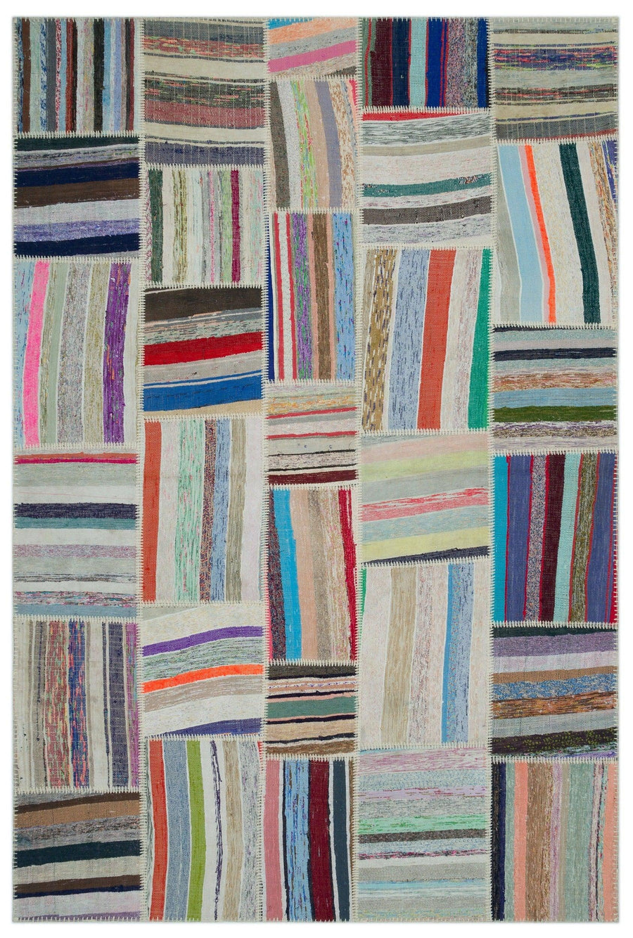 Çok Renkli El Dokuma Halı Geometrik Desenli 186x278 cm 22403 – Koridor kullanımı