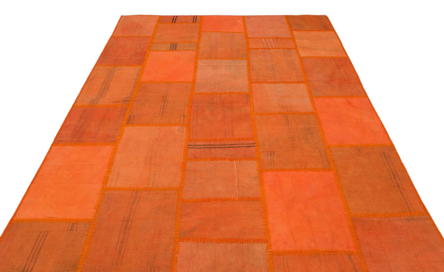 Turuncu Anadolu Geometrik Modern Yün Halı 195x298 - Özel Seri