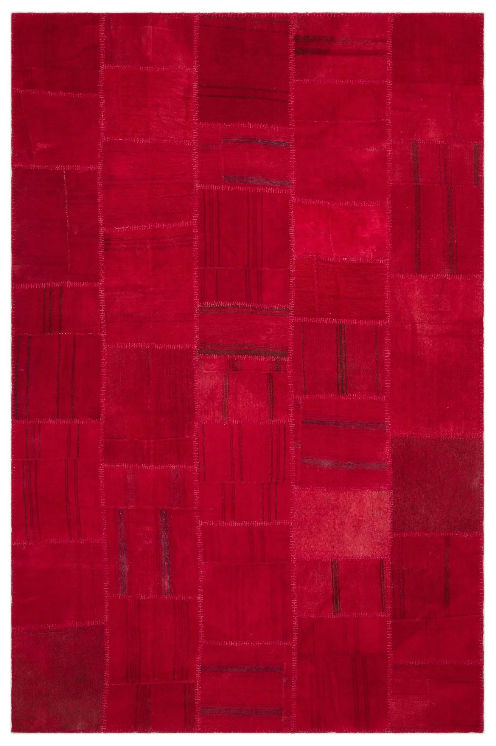 Kırmızı Anadolu Geometrik Modern Yün Halı 196x300 - Özel Seri