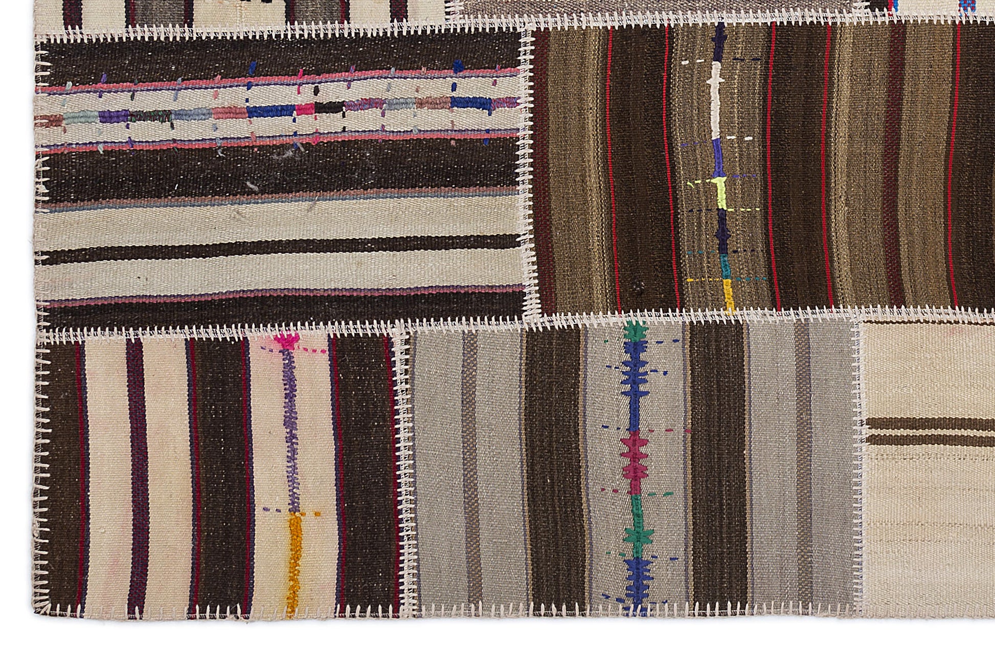 Teselya Bej Çizgili Yün El Dokuma Halısı 160 x 230 Apex Unique