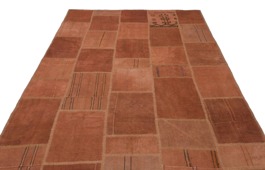 Turuncu Anadolu Eskitme Geometrik Yün Halı 198x301 - Özel Seri