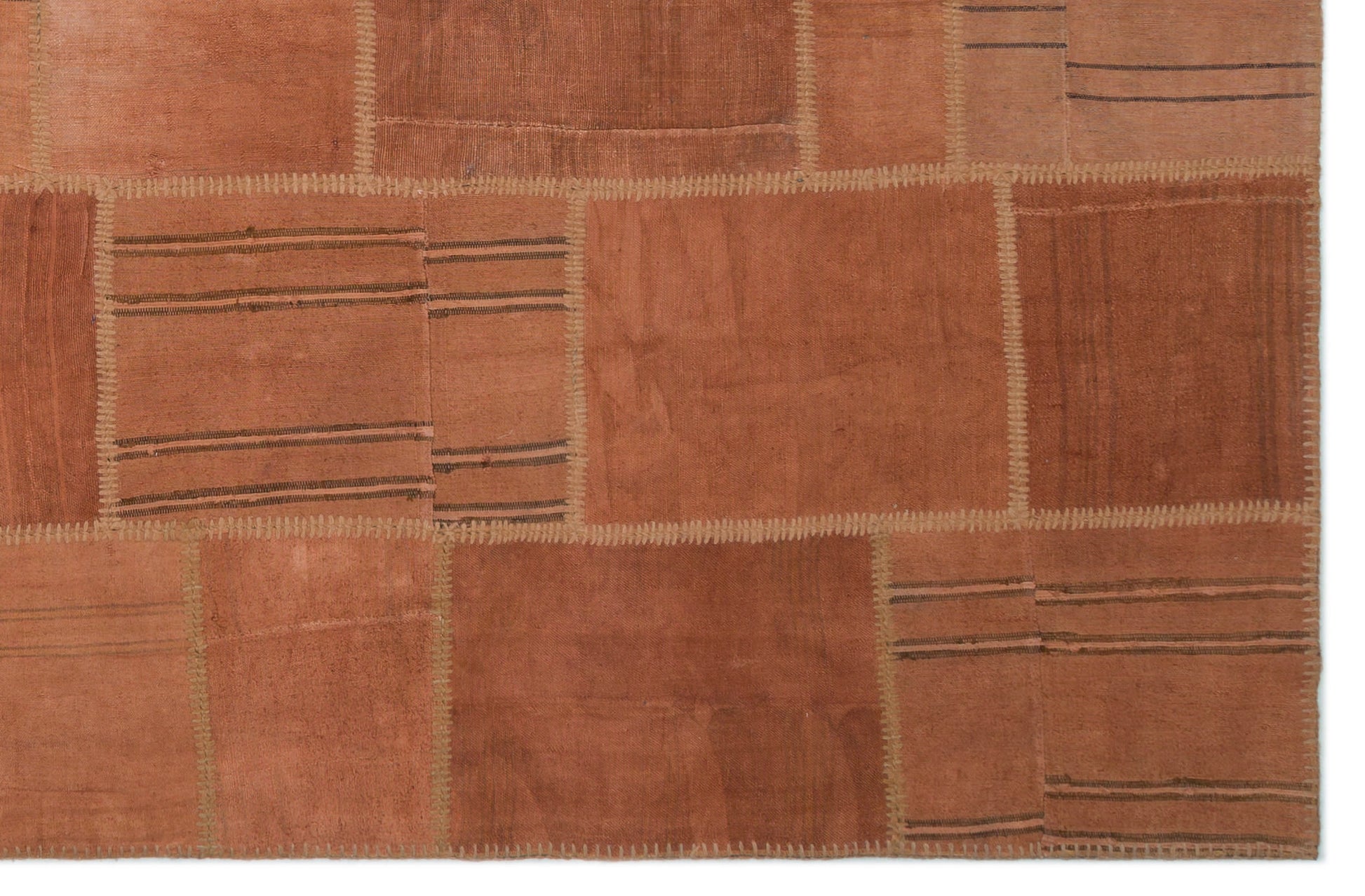 Teselya Turuncu Patchwork Yün El Dokuma Halısı 198 x 301 Apex Unique